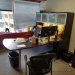 Espresso L-Suite Desk with Privacy Screens and Overhead Storage